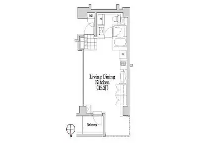アパートメンツ元麻布内田坂(ワンルーム/2階)の間取り写真