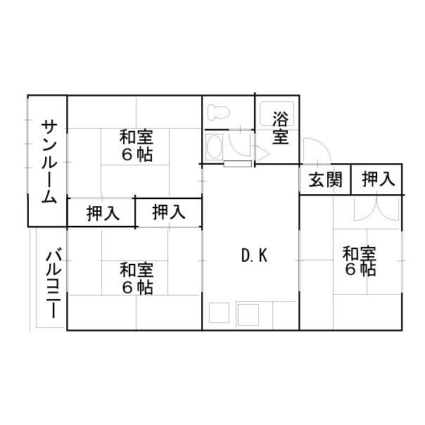セジュール二万堂(3DK/1階)の間取り写真