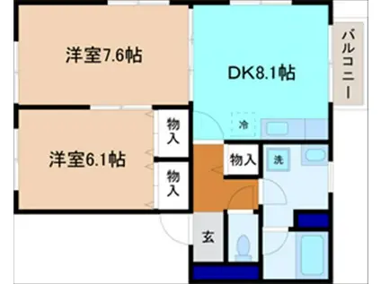 メゾン・ド・レリーフ(2LDK/2階)の間取り写真