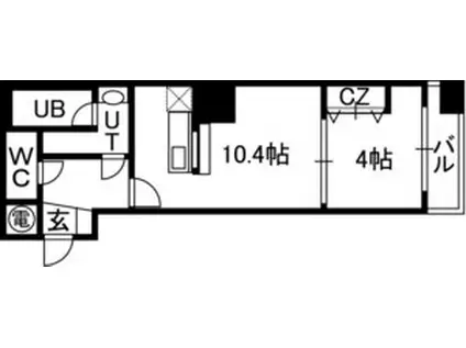 アルファタワー札幌南4条(1LDK/7階)の間取り写真