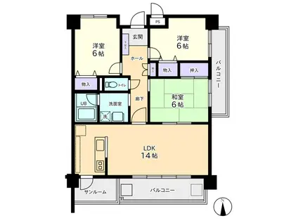 エスカイア永楽町(3LDK/2階)の間取り写真