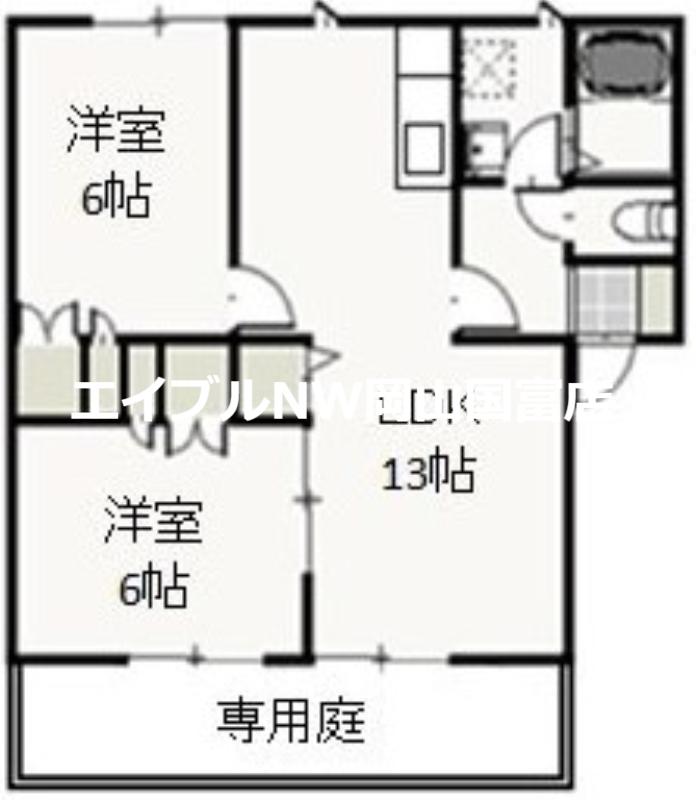 メゾン・タチバナB(2LDK/1階)の間取り写真