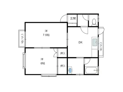 ビューパルク21(2DK/2階)の間取り写真