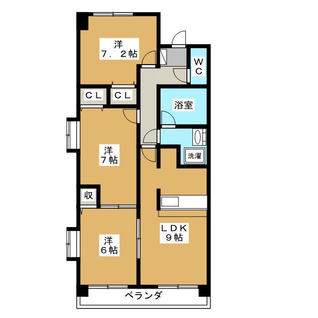 グリーンヒル八柱(3LDK/6階)の間取り写真