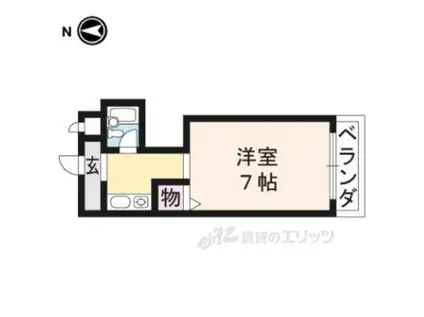 ブレアコート北山(1K/2階)の間取り写真