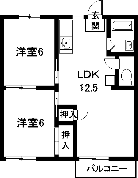 タウニー新栄(2LDK/2階)の間取り写真