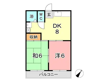 マンション田原(2DK/1階)の間取り写真