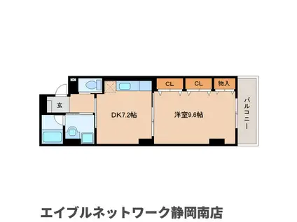 トゥーレジュールE(1DK/3階)の間取り写真