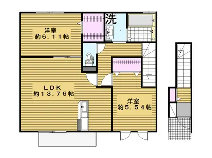 ハピネスII(2LDK/2階)の間取り写真