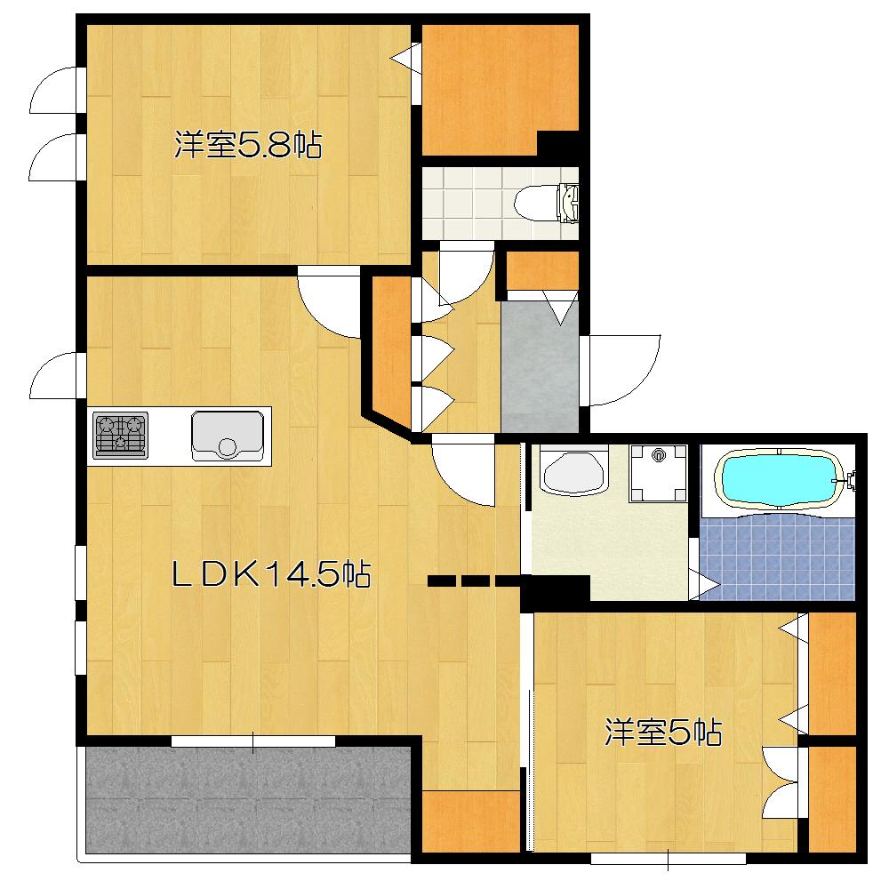 PRESTIGEA(2LDK/1階)の間取り写真