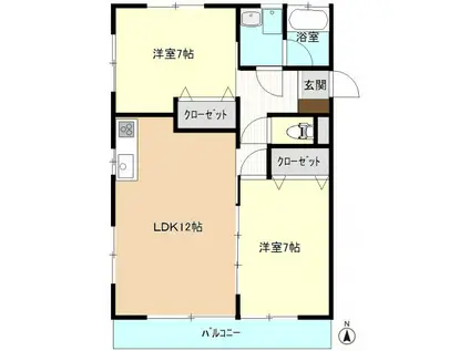 サンハイツ大友(2LDK/2階)の間取り写真