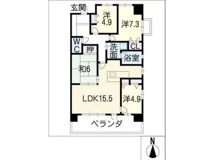 サンマンションアトレ諏訪新道1305号(4LDK/13階)の間取り写真