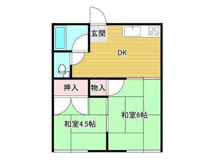江崎コーポ(2DK/2階)の間取り写真