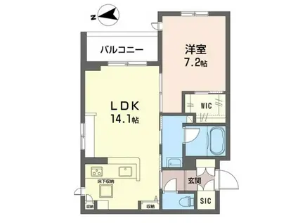 コモド稲田堤II(1LDK/1階)の間取り写真