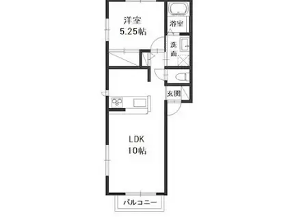 カンパーニャ・ワンC(1LDK/2階)の間取り写真