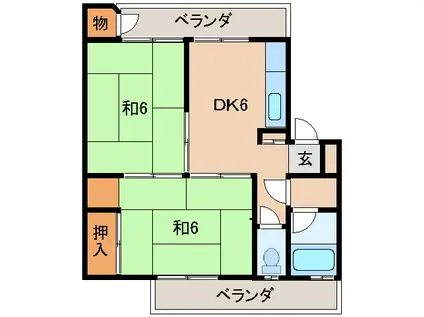 コーポ島橋(2DK/4階)の間取り写真