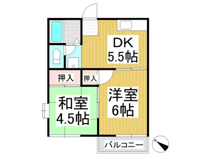 ハイツひまわり(2DK/1階)の間取り写真