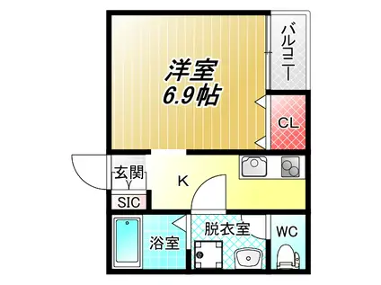FSTYLE大蓮南1号館(1K/2階)の間取り写真