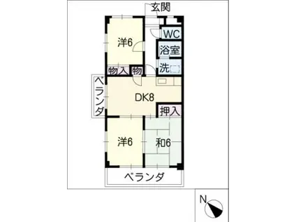 クリスタルシャトーSUZUKI(3DK/2階)の間取り写真