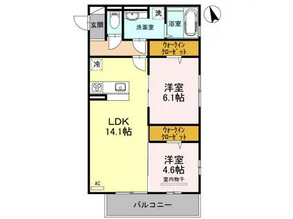 コンフォートさくら(2LDK/2階)の間取り写真