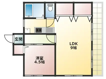 新田マンション(1LDK/4階)の間取り写真