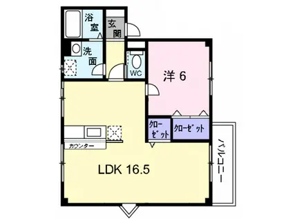 メゾン鳥井(1LDK/1階)の間取り写真