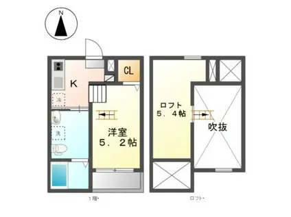 カーサ上坂(ワンルーム/1階)の間取り写真