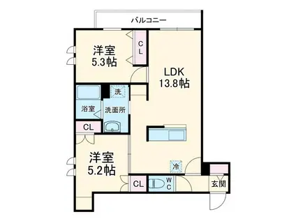 PACE FUJISAWA(2LDK/3階)の間取り写真