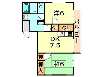 ハッピーハウススマ(2DK/1階)の間取り写真