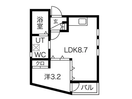 TRIBUTE栄生(1LDK/2階)の間取り写真
