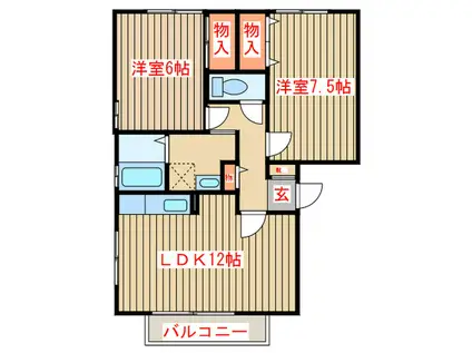 トゥインクル東中田(2LDK/3階)の間取り写真