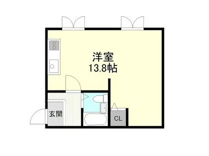 東札幌ハイム(ワンルーム/2階)の間取り写真