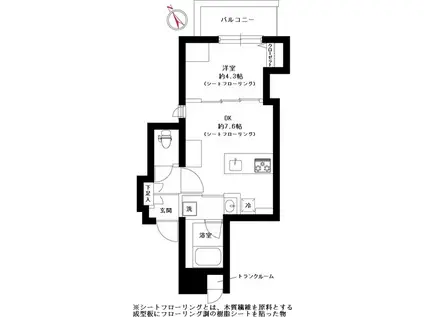 LA PERLA BUNKYO-KOISHIKAWA(1DK/3階)の間取り写真