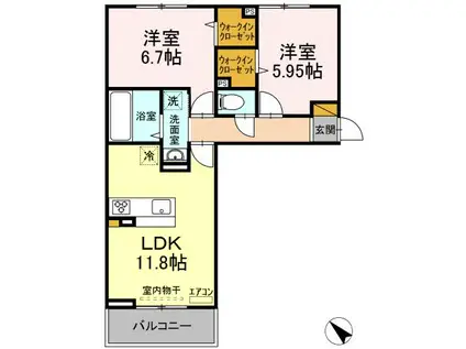 オテール・ロッシュI(2LDK/3階)の間取り写真