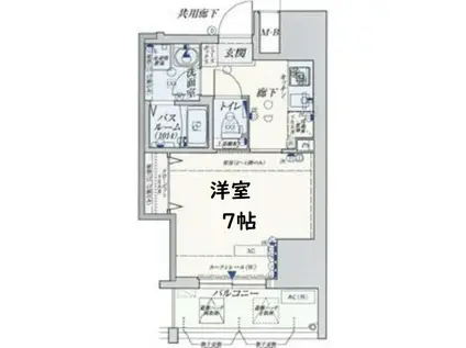 レジデンス心斎橋(1K/13階)の間取り写真