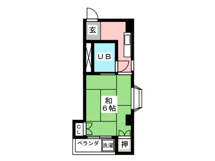 ひびきビル(1K/4階)の間取り写真