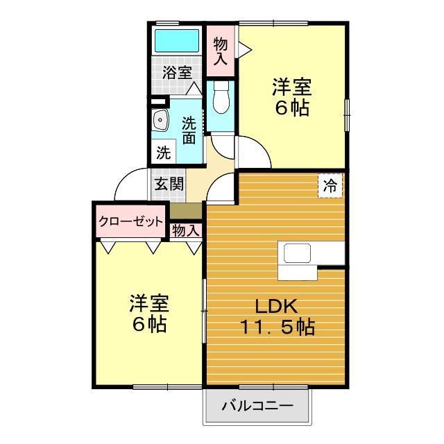 コンフォール I号館(2LDK/2階)の間取り写真
