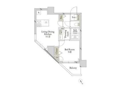 プルミエール浅草(1LDK/6階)の間取り写真