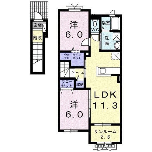 FELICE III(2LDK/2階)の間取り写真