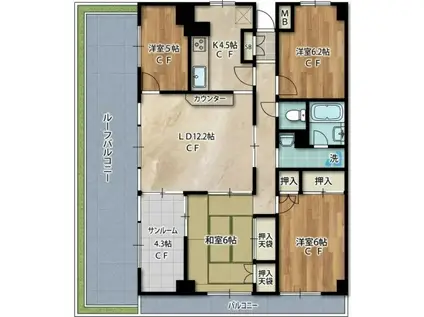 ラフォーレ田無(4SLDK/6階)の間取り写真