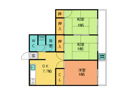 丸二マンションサンシャイン3(3DK/2階)の間取り写真