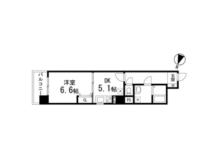 HF仙台五橋レジデンス(1DK/5階)の間取り写真