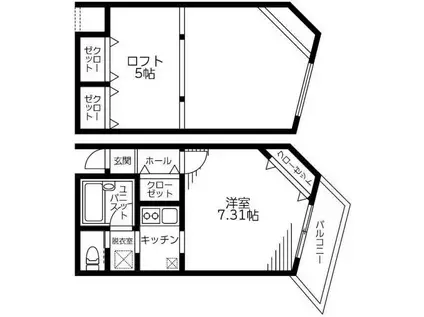 パレス相模大野(1K/2階)の間取り写真