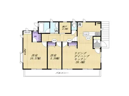 DREAMLIGHT TERRACE ENOKIGAOKA(2SLDK/2階)の間取り写真