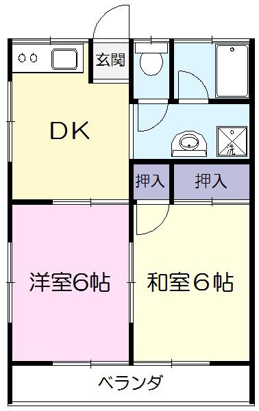 加藤第2コーポ(2K/1階)の間取り写真