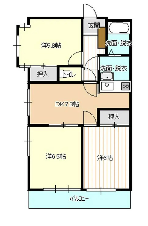 セゾンシティプラザ 3階階 間取り