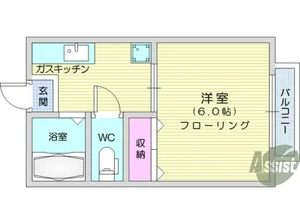 コーポA(1K/1階)の間取り写真