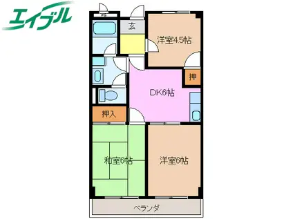 ETOILE中出(3DK/3階)の間取り写真