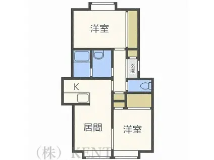 フィレント3(2DK/3階)の間取り写真