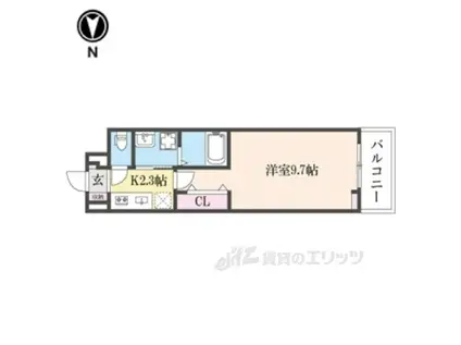 ヒカルサ奈良大森西サウス(1K/3階)の間取り写真